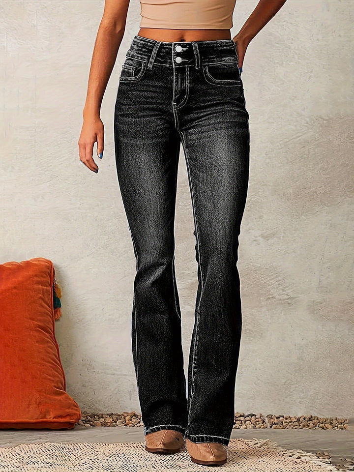 Roos | Uitlopende Jeans met Hoge Taille