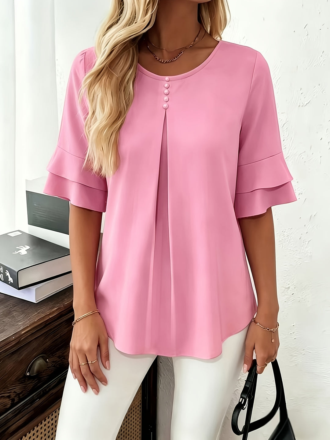 Rosalinde | Sierlijke Blouse met Ruchemouw