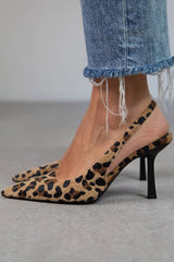Maria | Puntige slingback hakken met luipaardprint