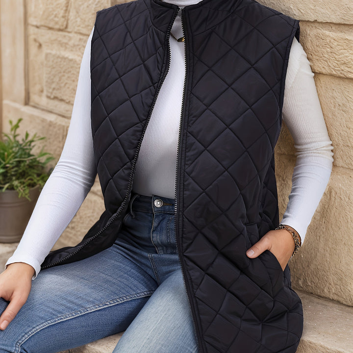 Lidewij | Gewatteerde Bodywarmer met Ruitmotief
