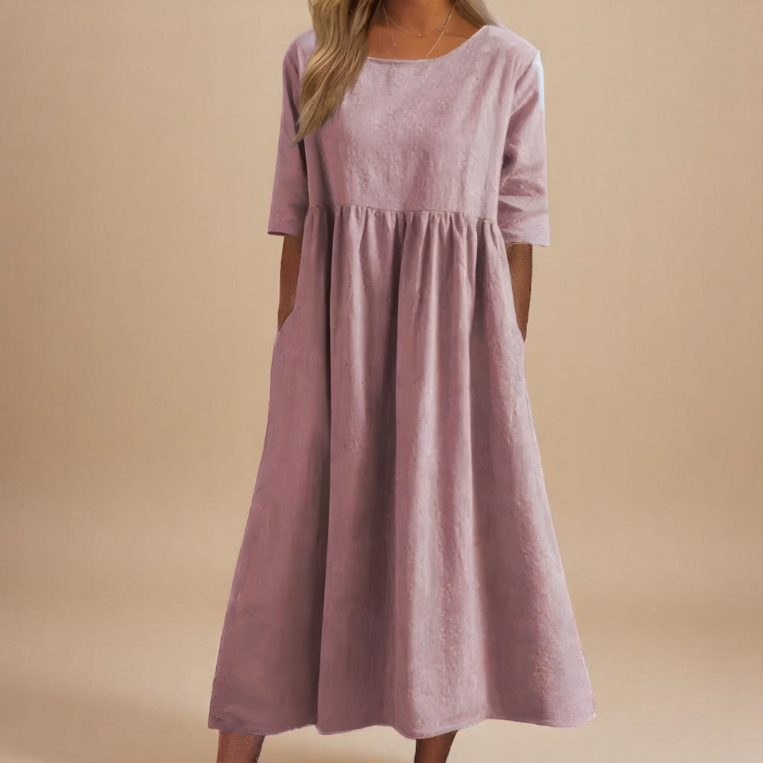 Catherine | Wijde Zomerjurk met Ronde Hals