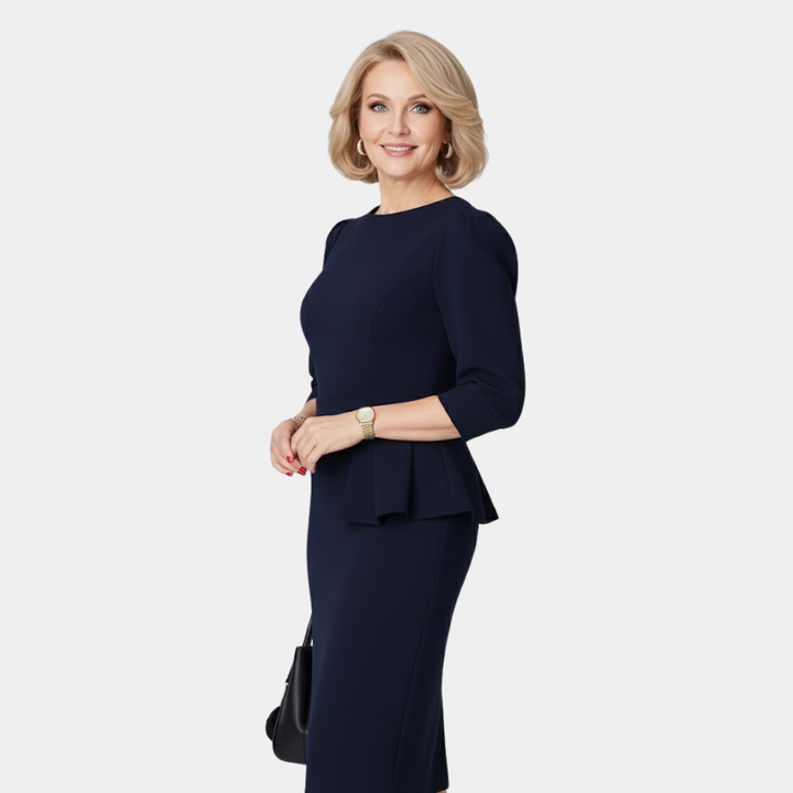 Leontien | Getailleerde Peplum Midi-jurk