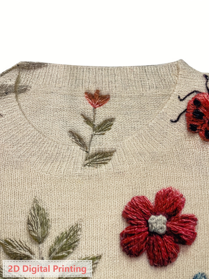 Marga | Bloemrijke Trui met Borduursels
