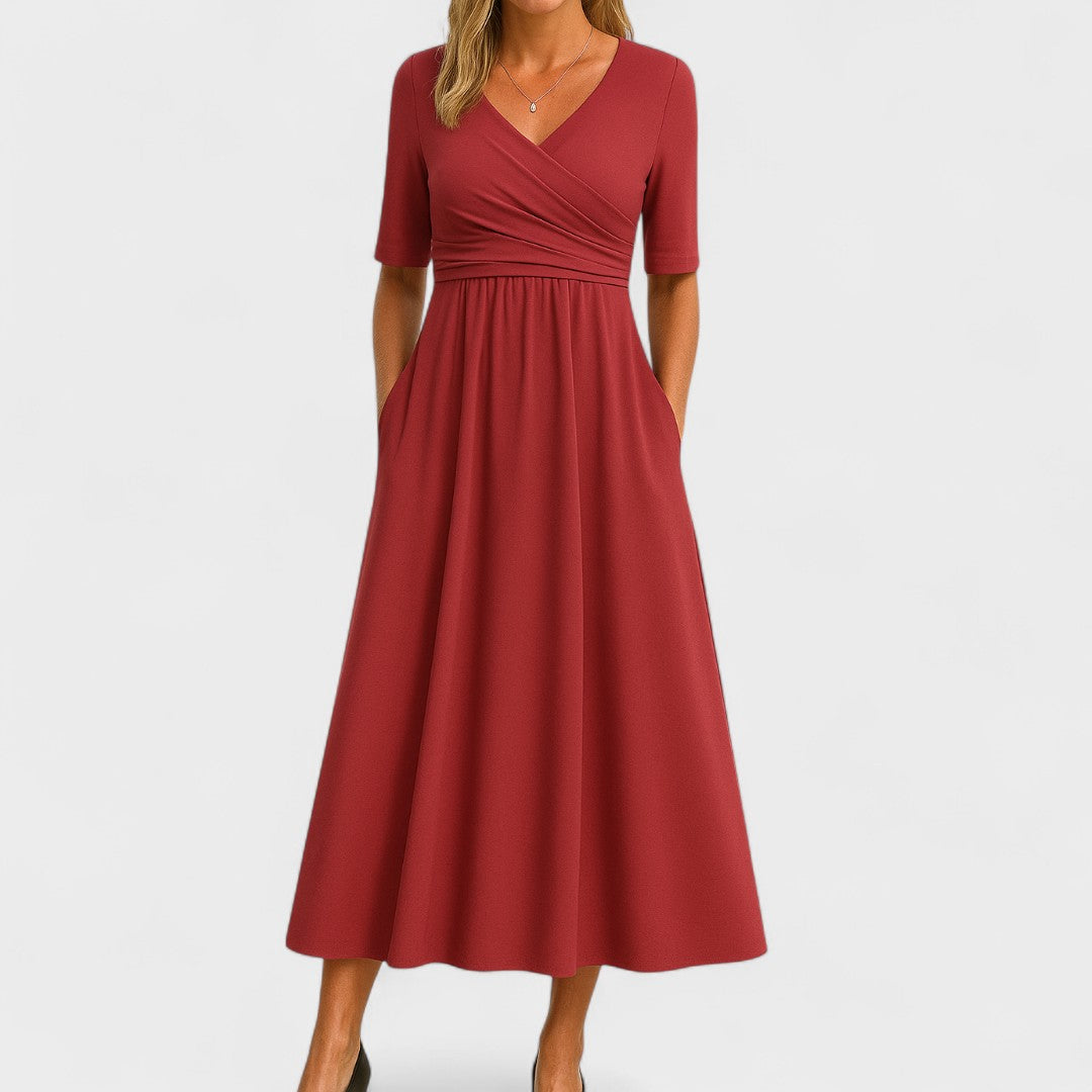 Maelle | Elegante Midi Jurk met V-Hals