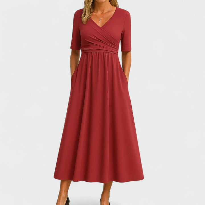 Maelle | Elegante Midi Jurk met V-Hals