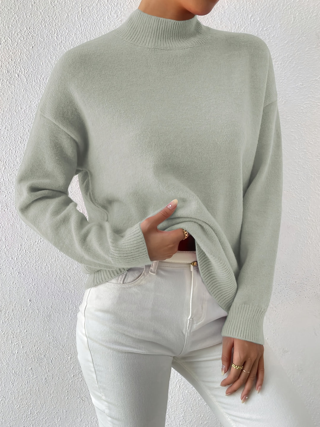 Britt | Elegante Trui met Opstaande Col