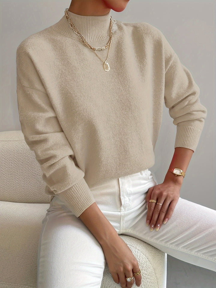Britt | Elegante Trui met Opstaande Col