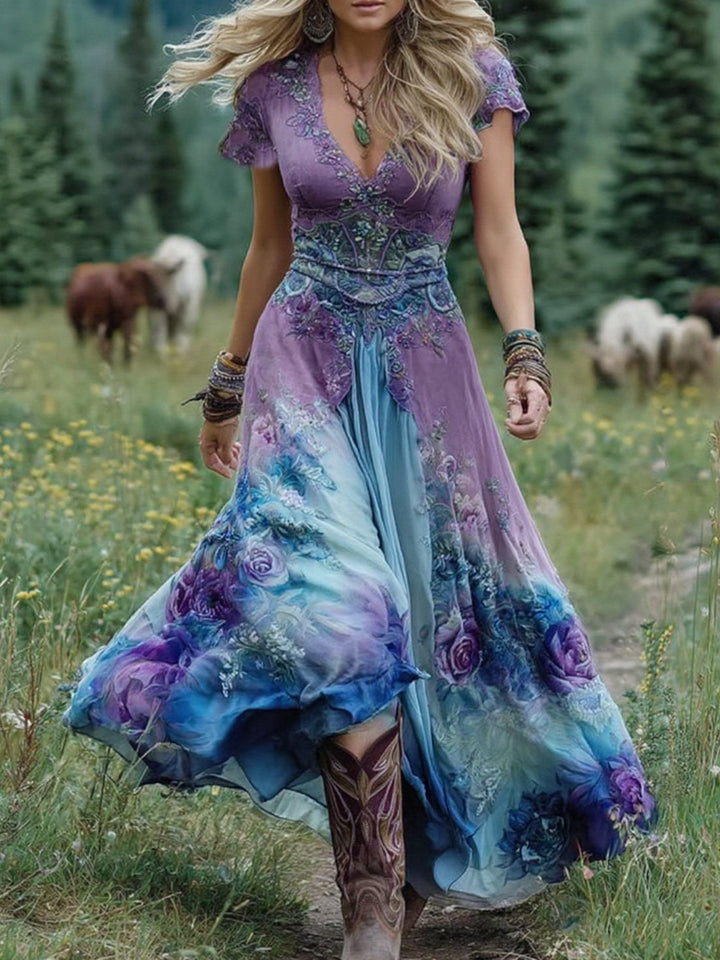 Natalia | Elegante Maxi Jurk met Bloemenprint