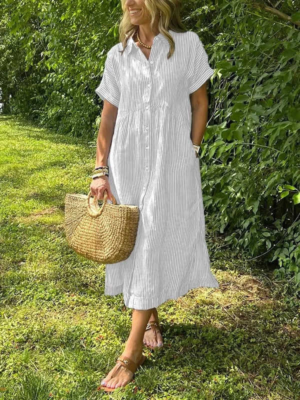 Angela | Elegante Katoenen Maxi Jurk