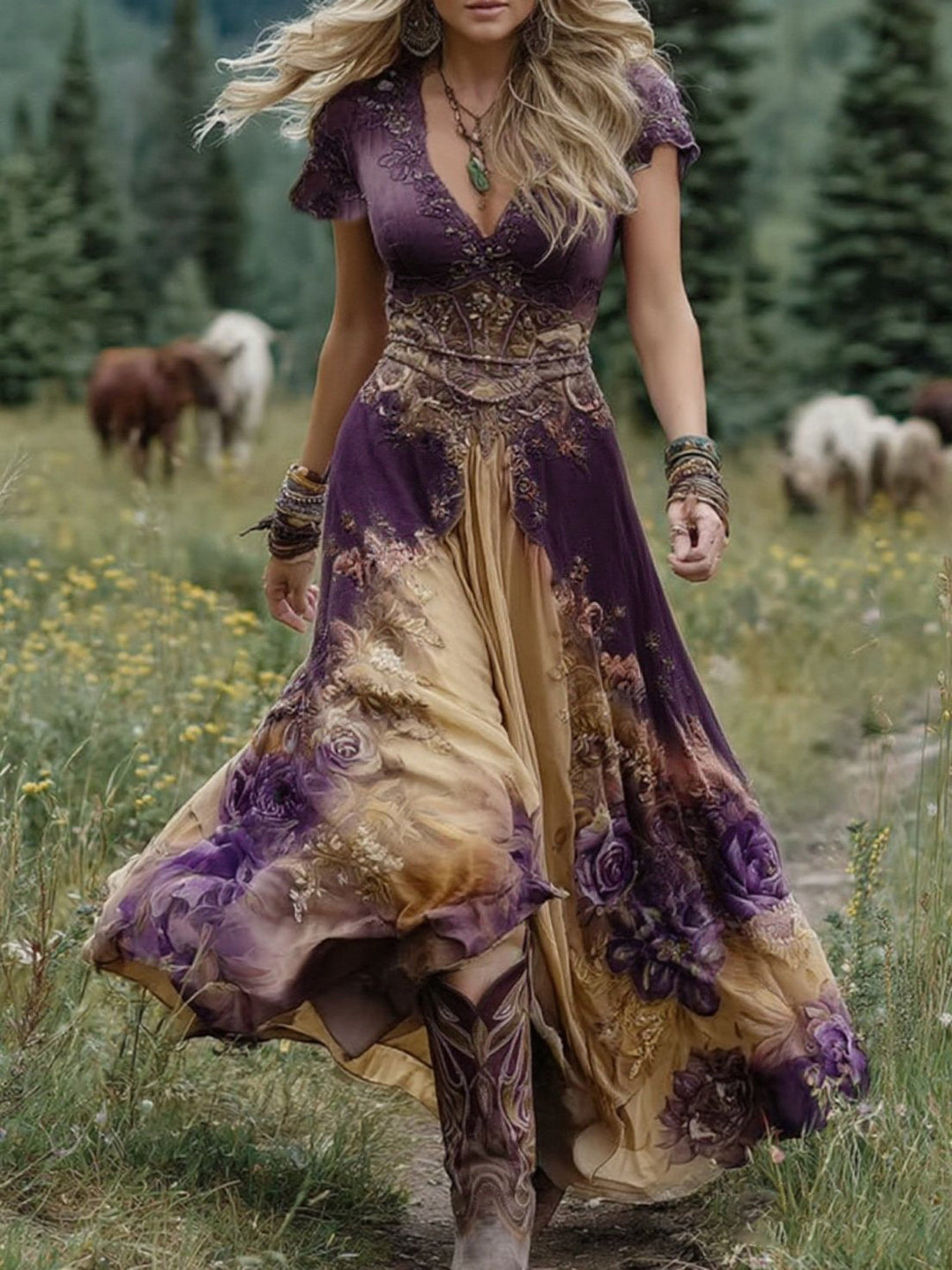 Natalia | Elegante Maxi Jurk met Bloemenprint