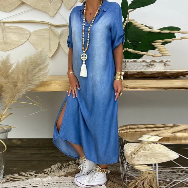 Maeve | Klassieke maxi-jurk met knopen
