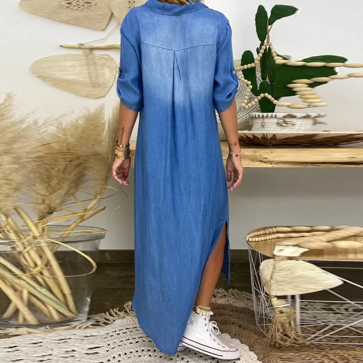 Maeve | Klassieke maxi-jurk met knopen
