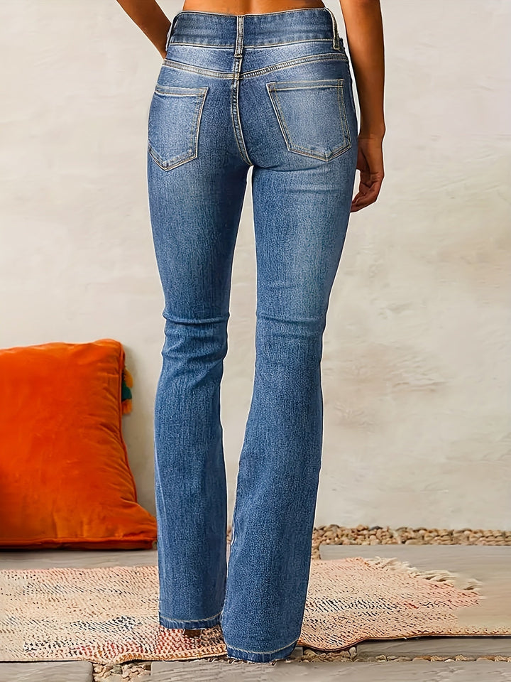 Roos | Uitlopende Jeans met Hoge Taille
