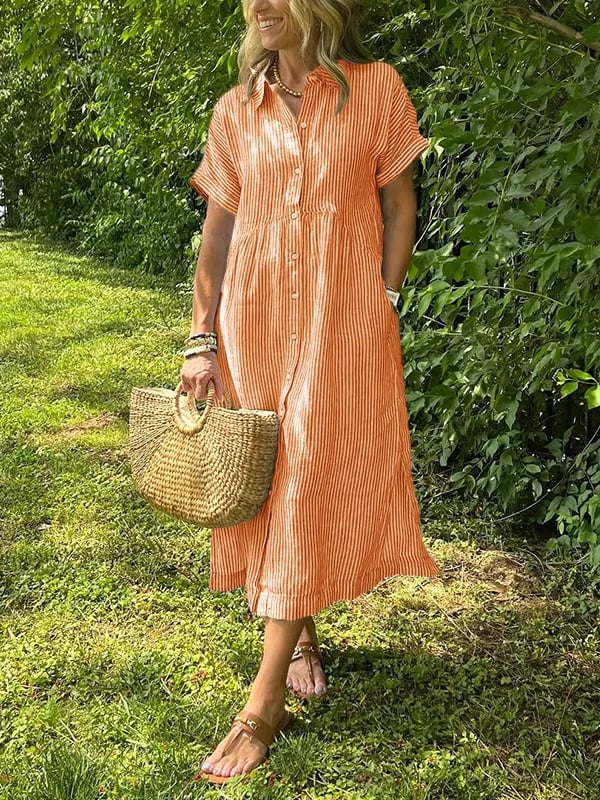 Angela | Elegante Katoenen Maxi Jurk