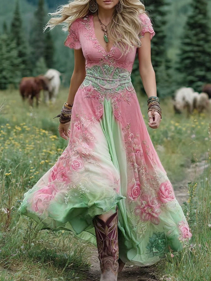 Natalia | Elegante Maxi Jurk met Bloemenprint