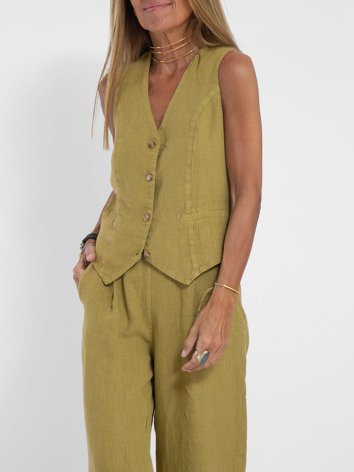Leonie | Elegante Gilet Set met Wijde Broek