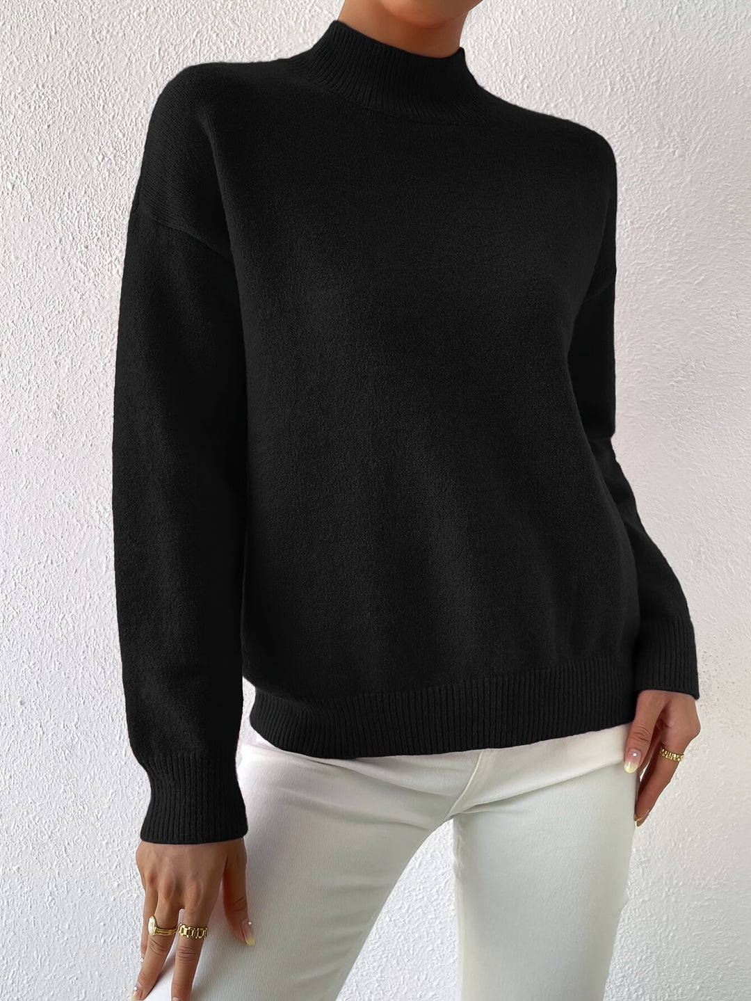 Britt | Elegante Trui met Opstaande Col
