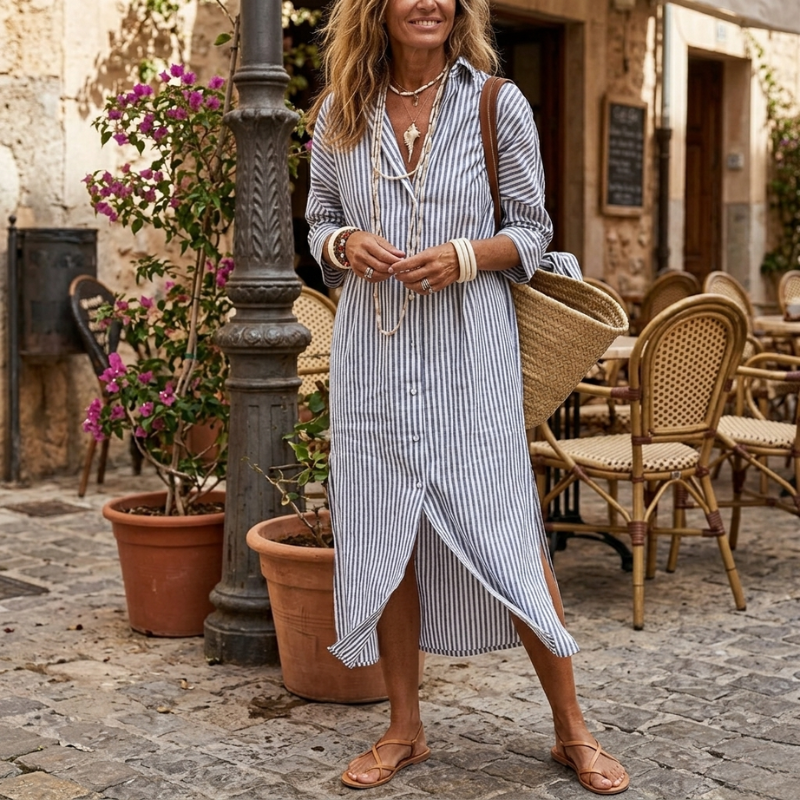 Elisabeth | Elegante Gestreepte Zomerjurk