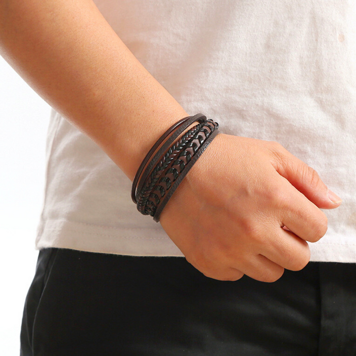 Corbin | Leren Gevlochten Viking Armband