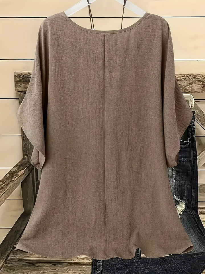 Cato | Soepel Vallende Blouse met Vleermuismouw