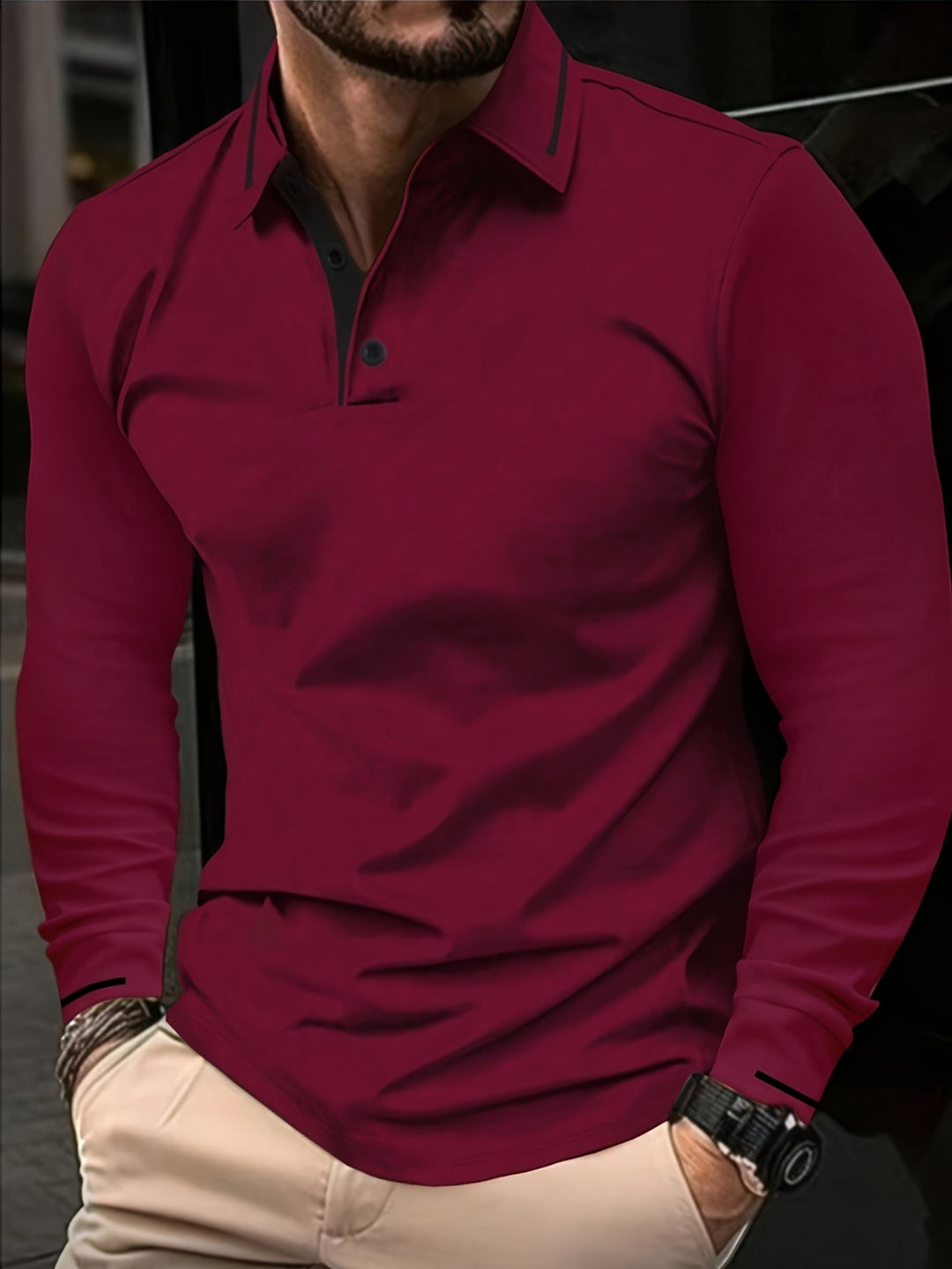 Wim | Verfijnde Poloshirt met Lange Mouwen