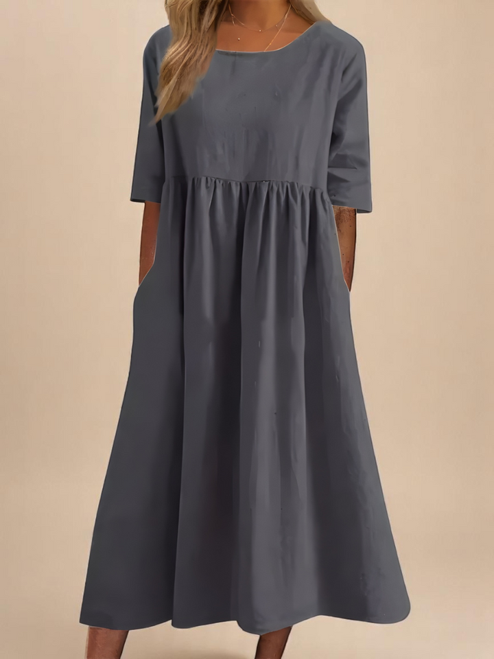 Catherine | Wijde Zomerjurk met Ronde Hals