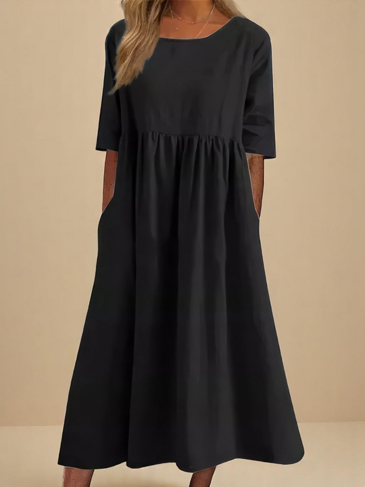 Catherine | Wijde Zomerjurk met Ronde Hals