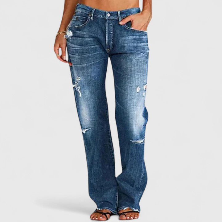 Yvonne | Slim-fit jeans met distressed-look