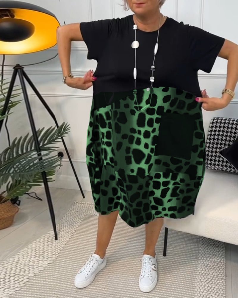 Jacqueline | Comfortabele artistieke jurk met halflange mouwen