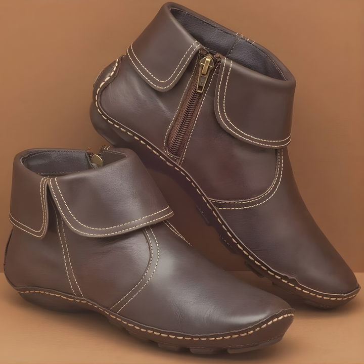 Lotte | Comfortabele Enkellaarzen met Klittenbandsluiting