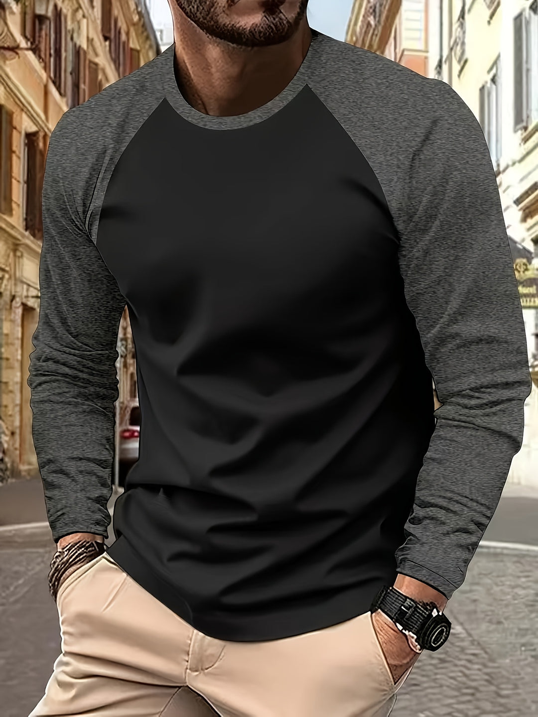 Pim | Sportieve Longsleeve met Contrastmouwen