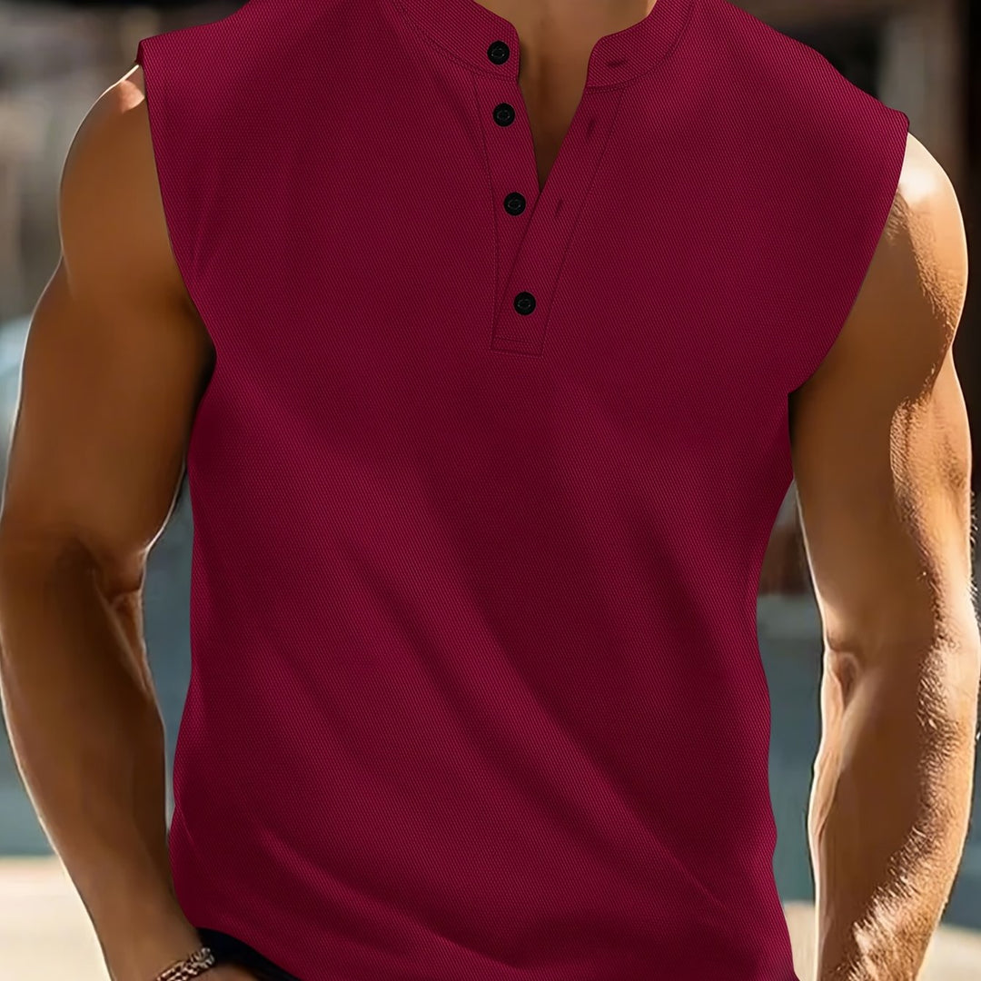 Koen | Mouwloos Shirt met Knoopsluiting