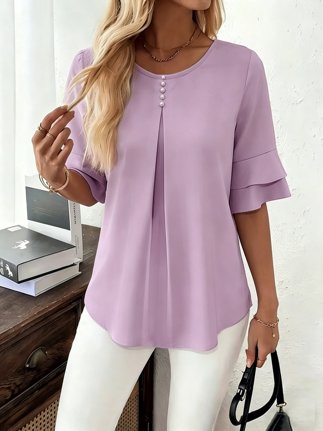 Rosalinde | Sierlijke Blouse met Ruchemouw