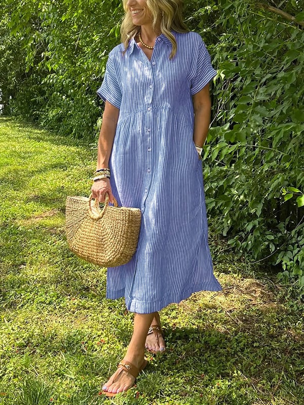 Angela | Elegante Katoenen Maxi Jurk