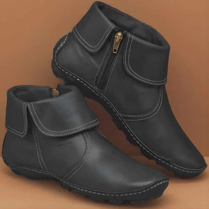 Lotte | Comfortabele Enkellaarzen met Klittenbandsluiting