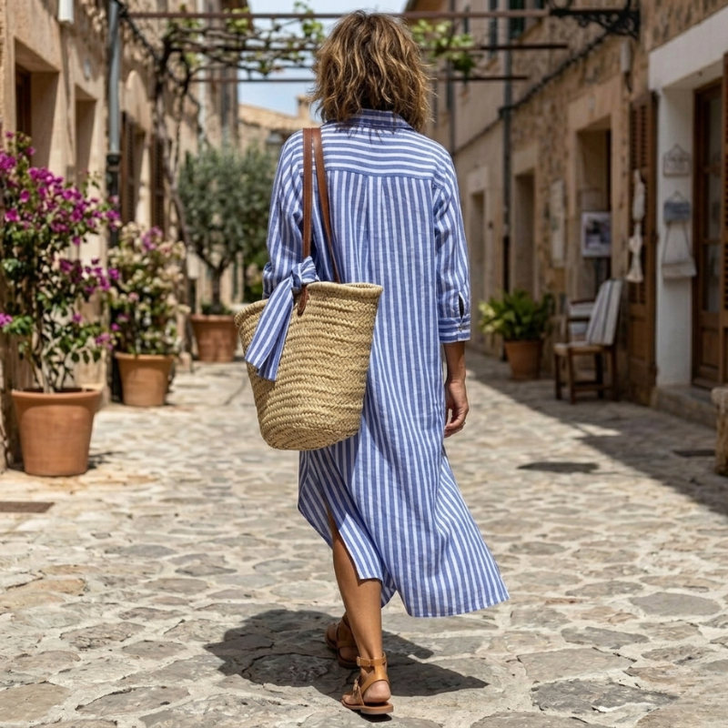Elisabeth | Elegante Gestreepte Zomerjurk