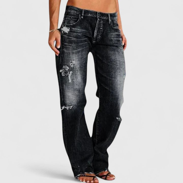 Yvonne | Slim-fit jeans met distressed-look
