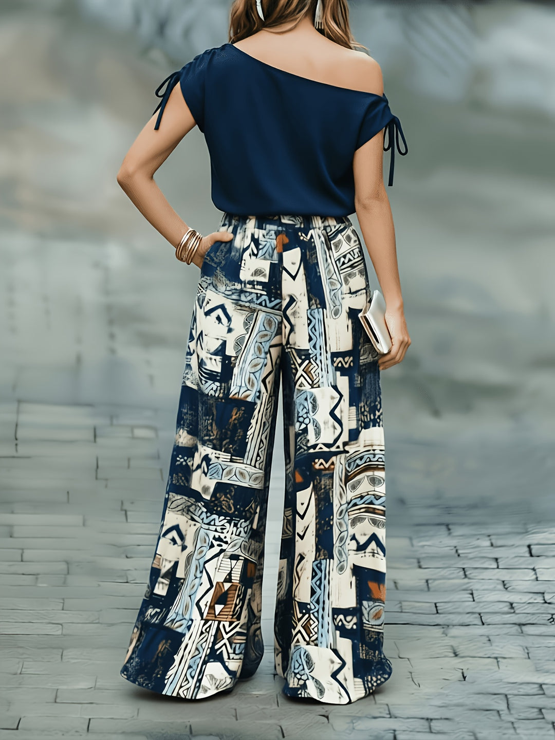 Rozemarijn | Elegante Tweedelige Set met Wijde Broek