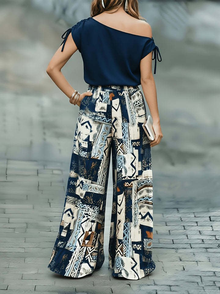 Rozemarijn | Elegante Tweedelige Set met Wijde Broek