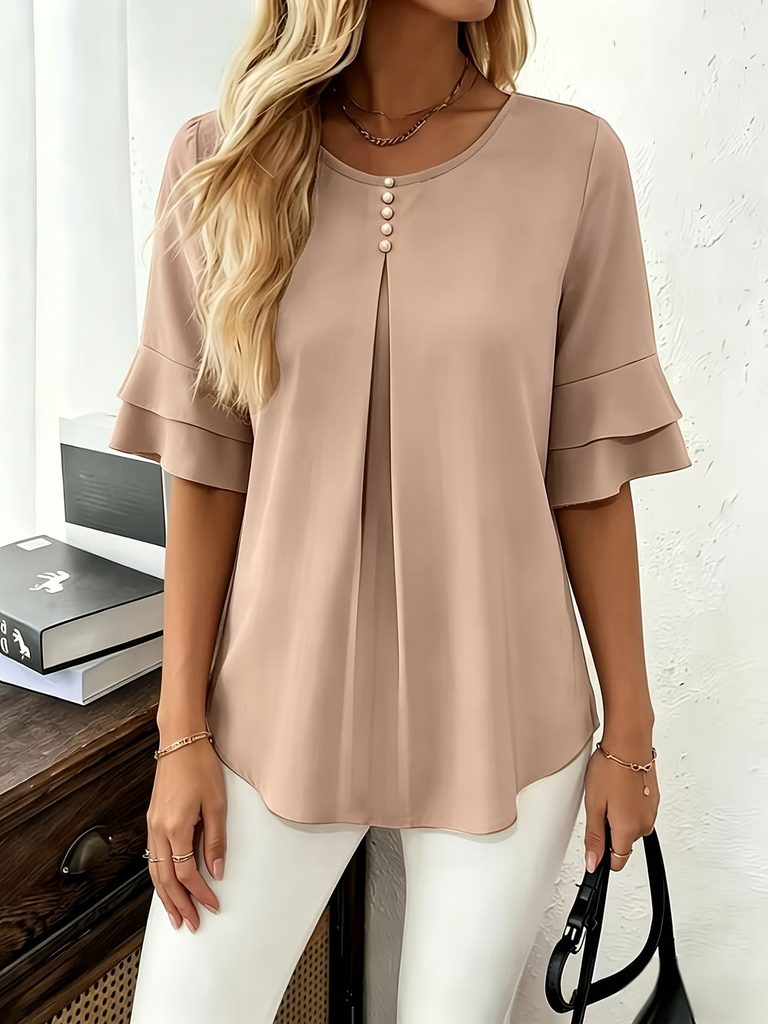 Rosalinde | Sierlijke Blouse met Ruchemouw