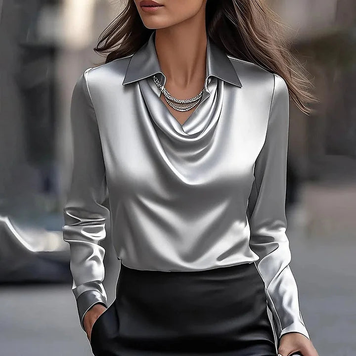 Lisanne | Elegante glanzende artistieke blouse