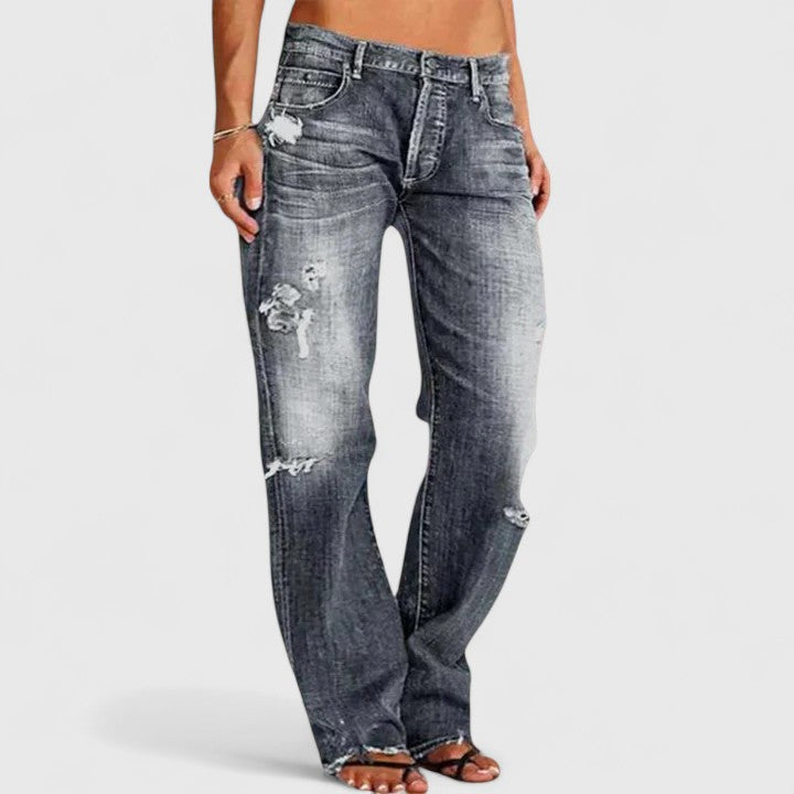 Yvonne | Slim-fit jeans met distressed-look