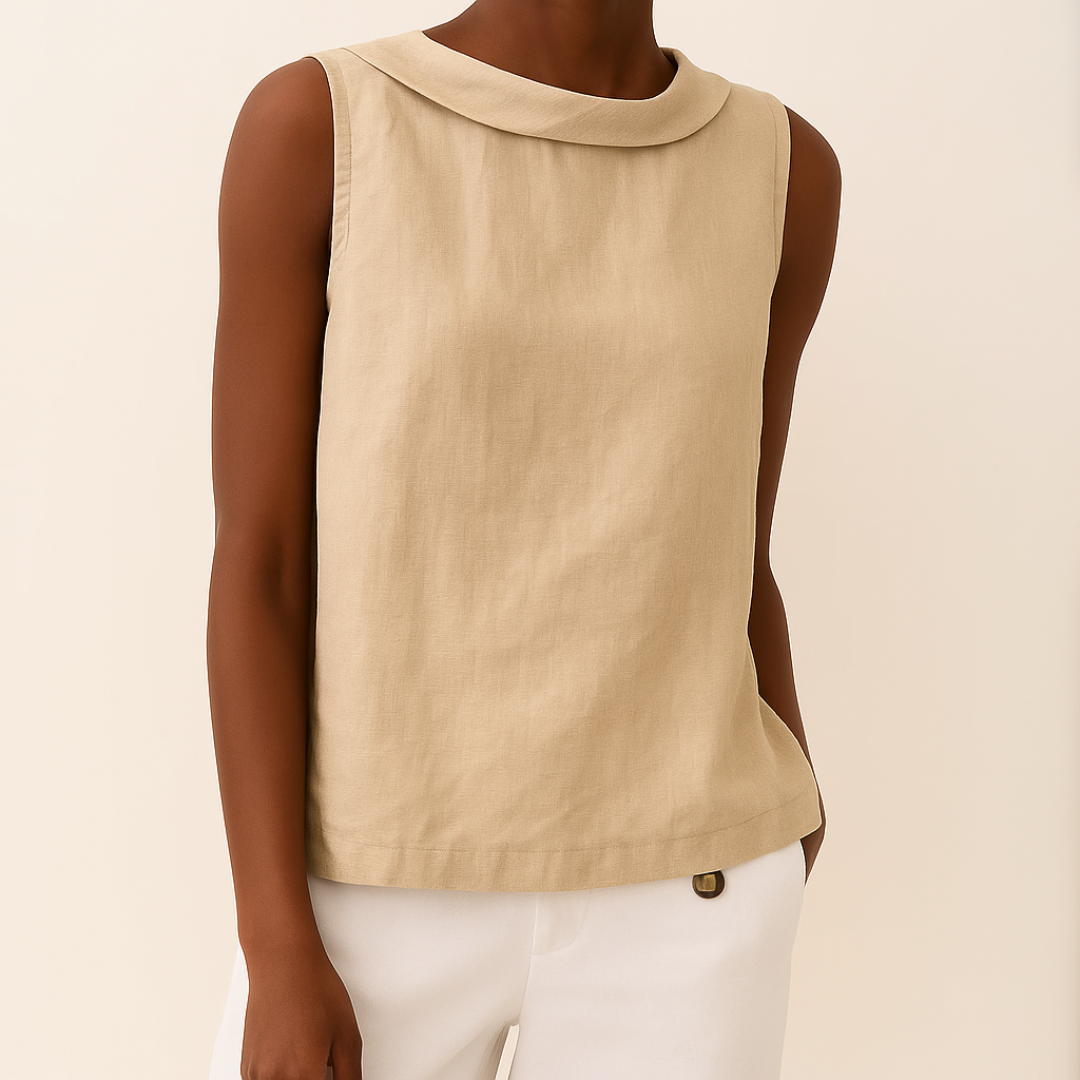 Cornelia | Elegante Mouwloze Top met Rolkraag
