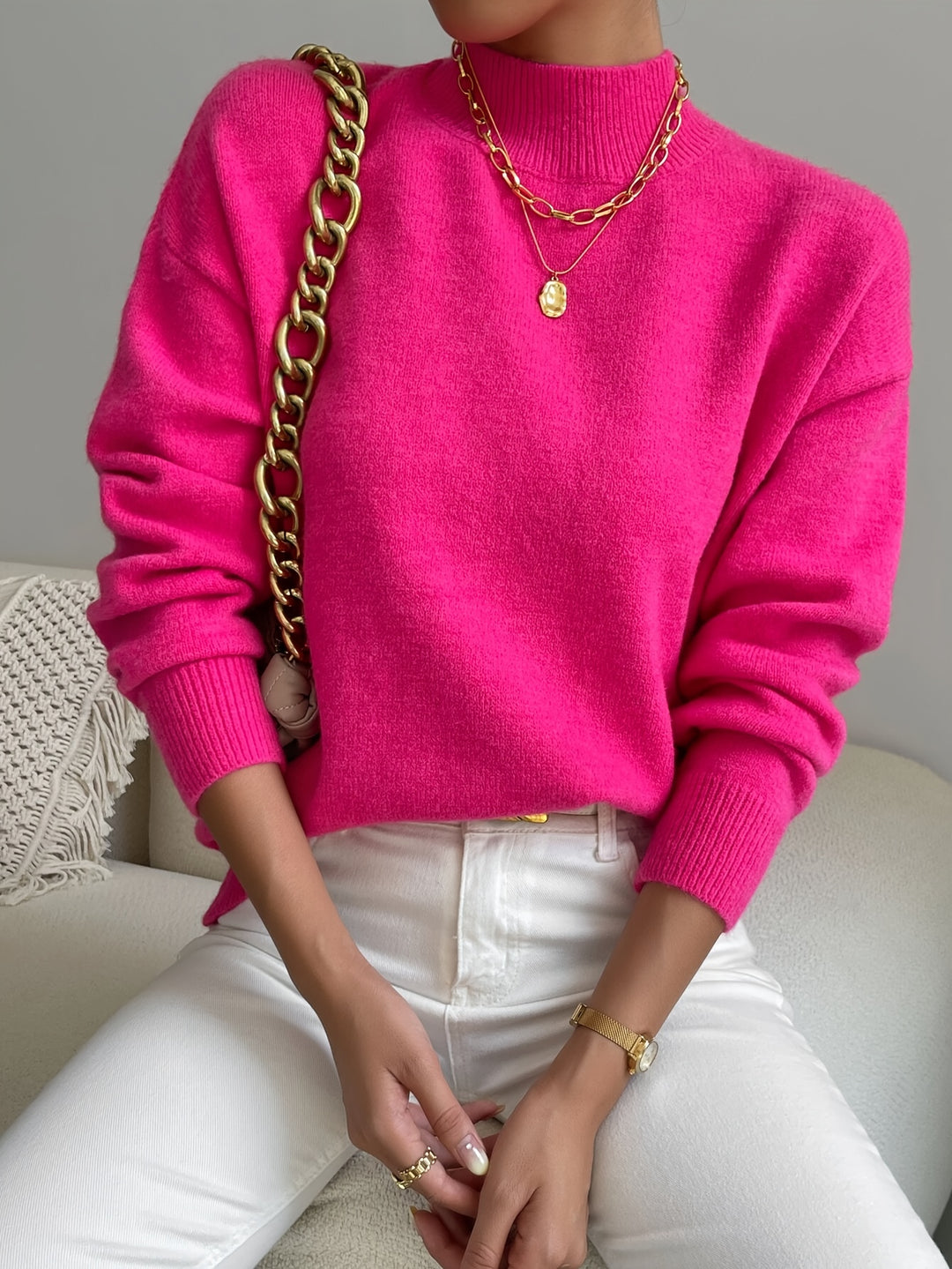Britt | Elegante Trui met Opstaande Col