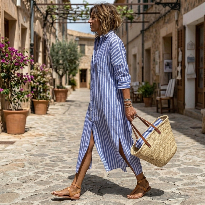 Elisabeth | Elegante Gestreepte Zomerjurk