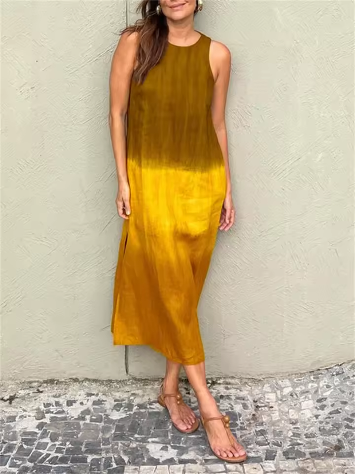 Marjolein | Mouwloze Zomerjurk met Ronde Hals