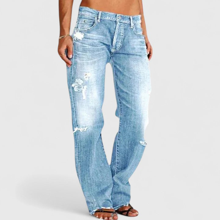 Yvonne | Slim-fit jeans met distressed-look