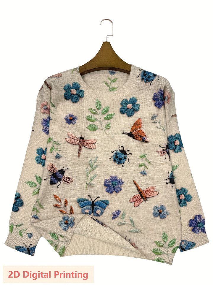 Marga | Bloemrijke Trui met Borduursels