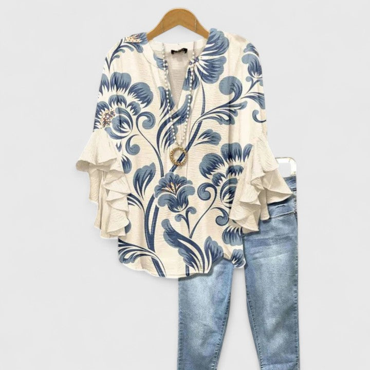 Marlies | Sierlijke Blouse met Volantmouwen