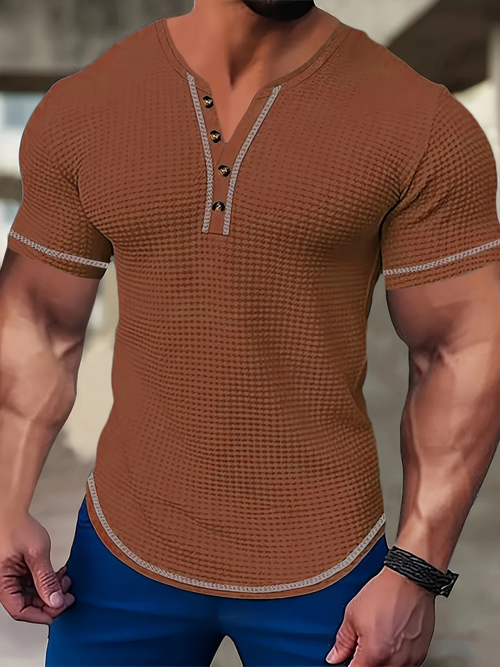 Thijs | Sportieve Henley met Knoopsluiting